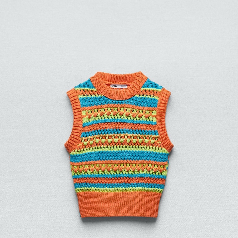 Zara Multicolor Knit Sleeveless Top